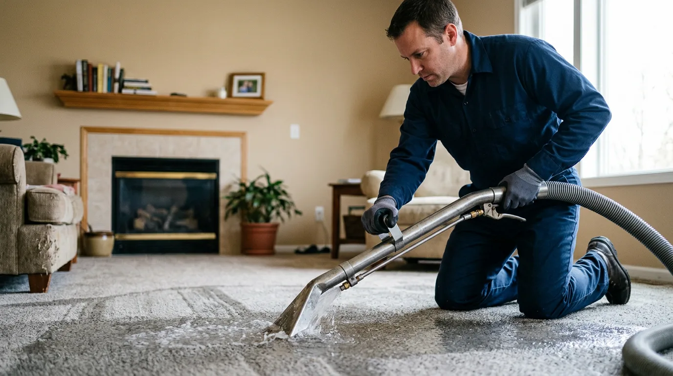Water damage restoration technician working near Brackenridge, PA
